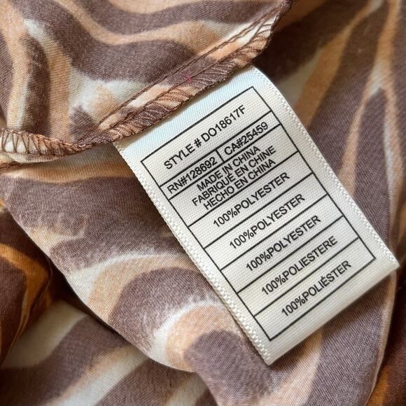 Steve Madden Christina Brown Zebra Satin RUFFLE Handkerchief Slip Dress XL NWT - Picture 9 of 9